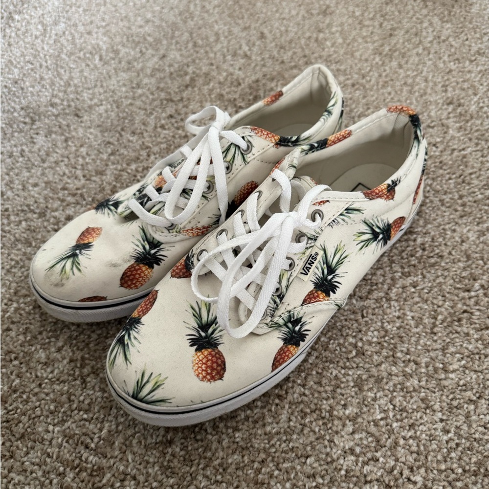 Vans White Canvas Sneakers with Pineapple Print